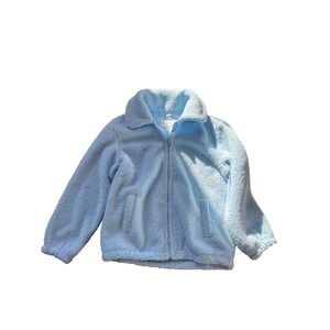 Athleta Girl Kids Fuzzy Fleece Jacket Light Blue Zip Up Outerwear Size 12